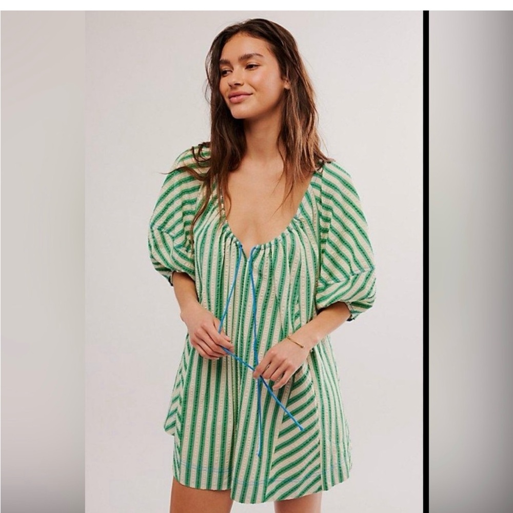 NWT free people bop around romper in green